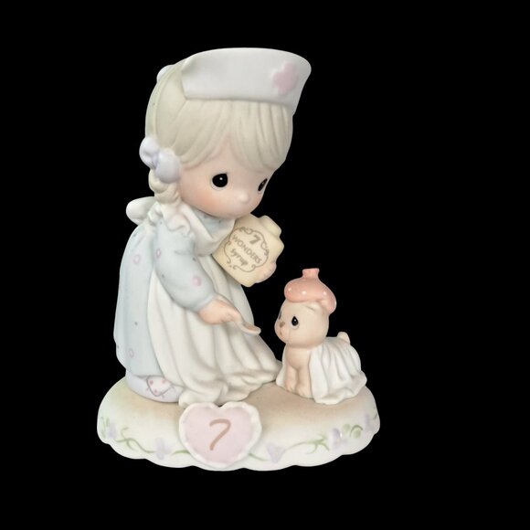 1995 enesco precious moments growing in grace, age 7 nurse w kitten 163740 - Picture 15 of 15